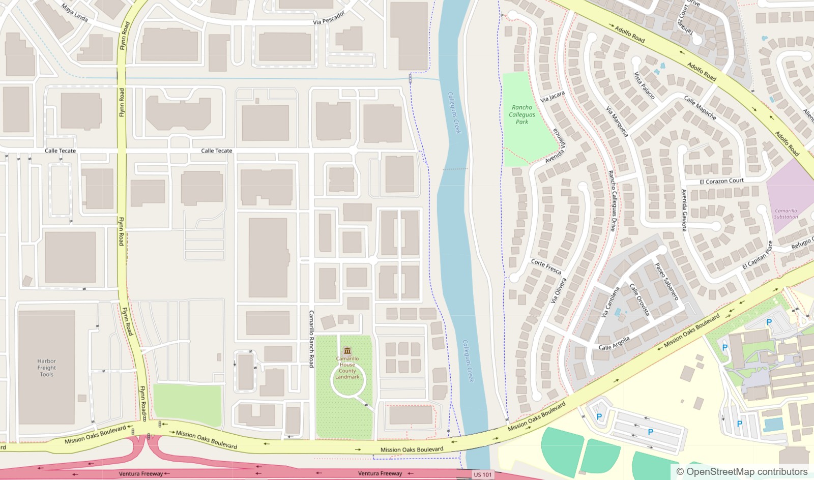 Map showing Green Room Golf Club in Camarillo